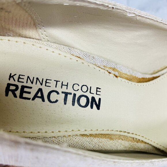 Kenneth Cole Reaction HIDDEN FILE Beige Platform Stacked High Heel Shoes Sz 7 M - Picture 10 of 14